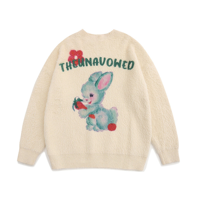 Men Sweater Cartoon Animal Rabbit Pattern Sweater