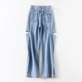 Women Jeans Loose Hole Personality Design