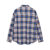 Men Long Sleeved T Shirt Plaid Long Sleeve Shirt Men's Spring and Autumn Loose Shirt Letter Embroidery Casual