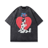 Men T-Shirt Vintage Printed Distressed Loose
