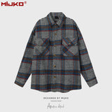 MIJKO Mens Jacket Loose Casual Plaid Jacket