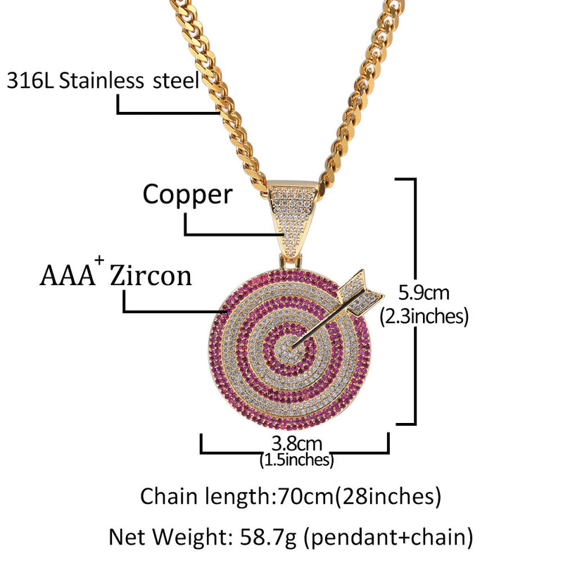 Jewelry Necklace Hip Hop Trend Pendant Right in the Bullseye Dart Spectrum