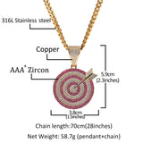 Jewelry Necklace Hip Hop Trend Pendant Right in the Bullseye Dart Spectrum