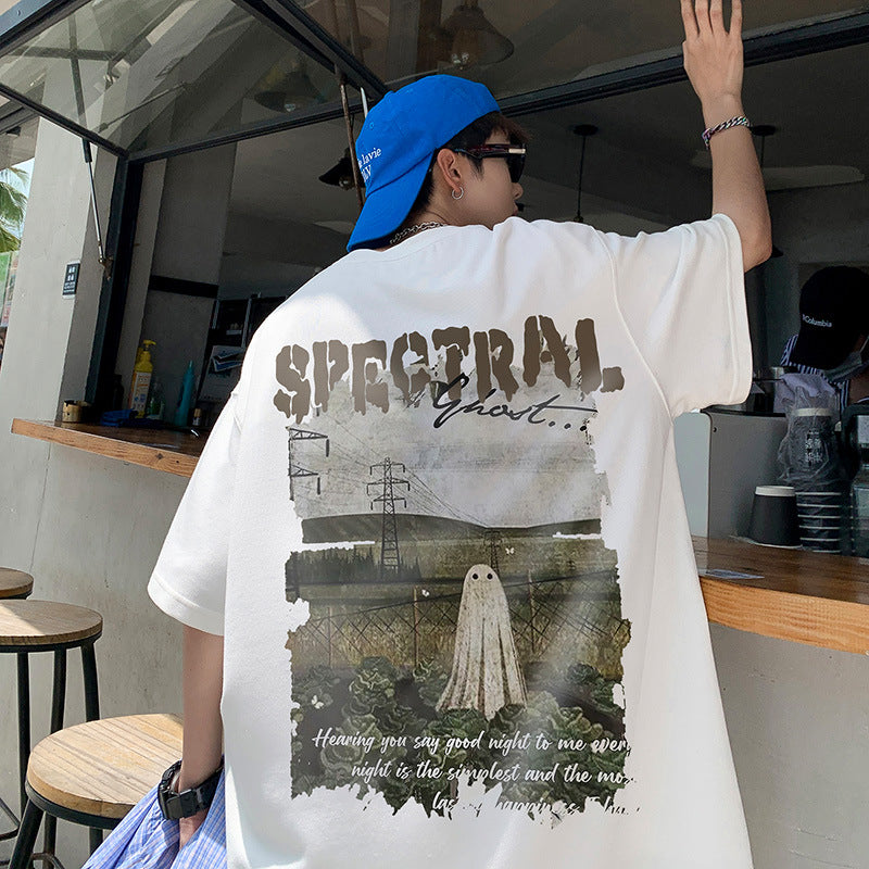 Men T Shirt Summer Cartoon Ghost Print