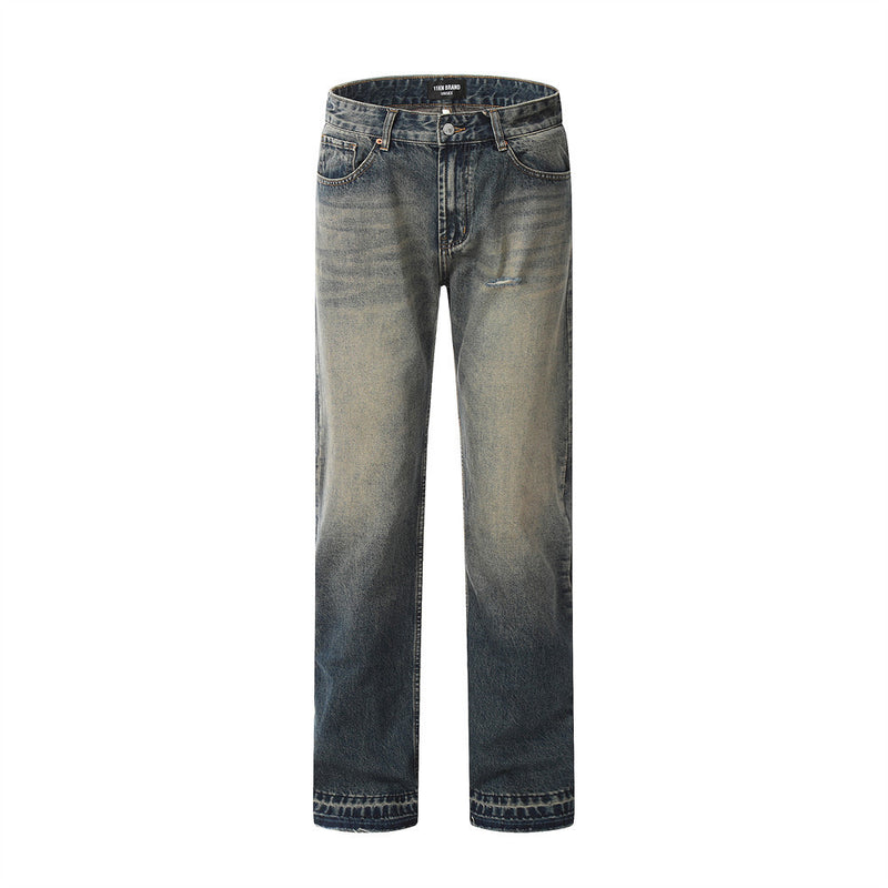 Men Jeans Retro Contrast Color Loose