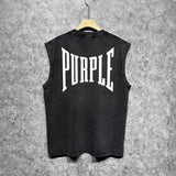 Purple Brand Distressed Tank T Shirts Distressed Sleeveless T-shirt Vest