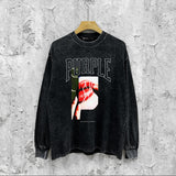 Purple Brand Distressed Long Sleeve Shirt Fashion Distressed Loose Long-sleeved Top