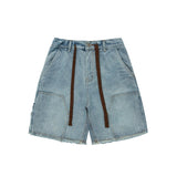 Unisex Shorts Retro Baggy Denim Shorts Raw Edges