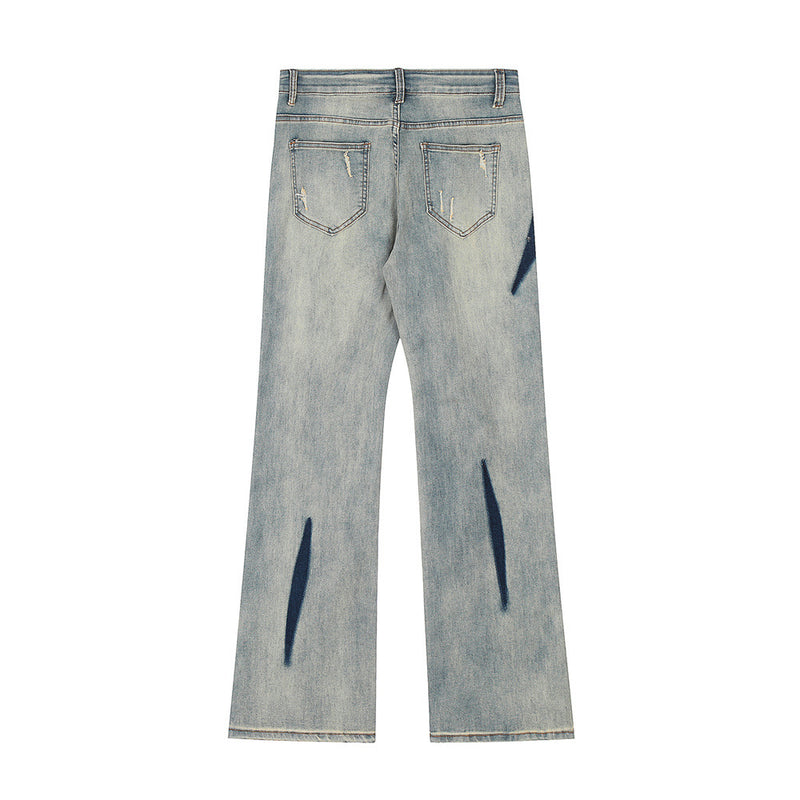 Men Jeans Irregular Stitching Loose Hole