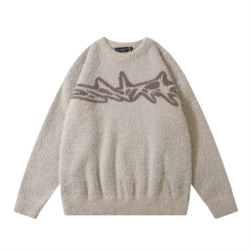Men Sweater Jacquard Fleece Sweatshirt