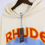 Rhude Hoodie Speedboat Plaid Sleeve Vintage Printed Hooded Sweater Jacket