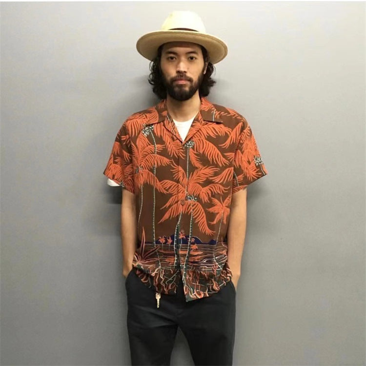 GUILTYPARTIES TIGER Shirts 19ss Coconut Tree, Palm Tree Short Sleeve Shirt