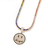 Jewelry drew letter smiley face pendant necklace slightly set with zircon St. Valentine's Spectrum Alphabet Pieces