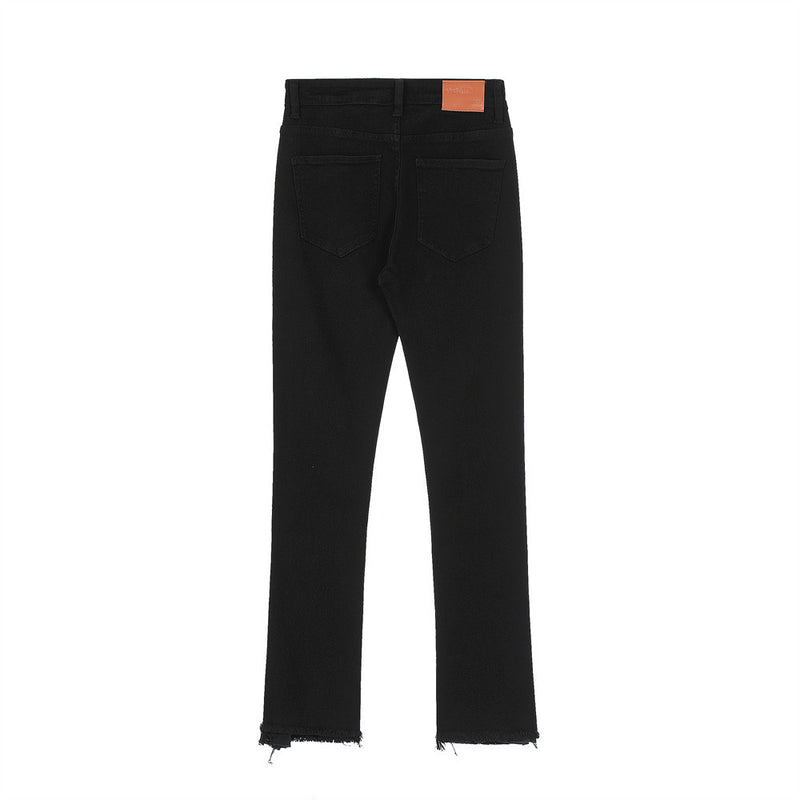 Men Jeans Bell-Bottom Pants Loose Stitching Edging