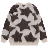 Men Sweater Five-Pointed Star Jacquard Crew Neck Sweater