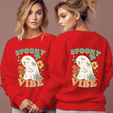 Women's Spooky Vibe Print Hoodies Fashion Cartoon Flower Gho