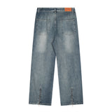 Men Jeans Vintage Zipper Rear Slit