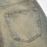 Men Jeans Yellow and Faded Leisure Ripped Loose