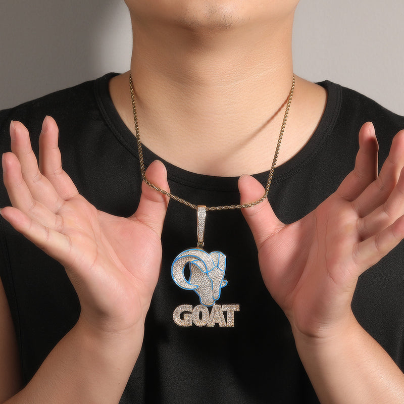 Jewelry Goat Animal Design Hip Hop Necklace Copper with Zircon Spectrum Animal