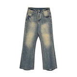 Men Jeans Yellow and Faded Leisure Ripped Loose