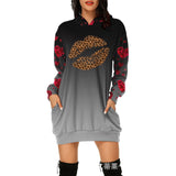 Valentine's Day Dress Hooded Long Sleeve Printed Skirt