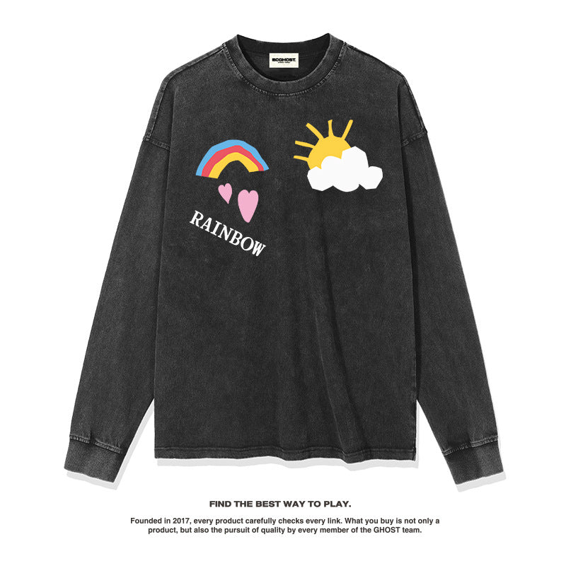 Unisex Long Sleeve Shirt Autumn and Winter Long Sleeve T-Shirt Loose