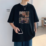 Men T Shirt Loose All-Match Cartoon Printed Casual