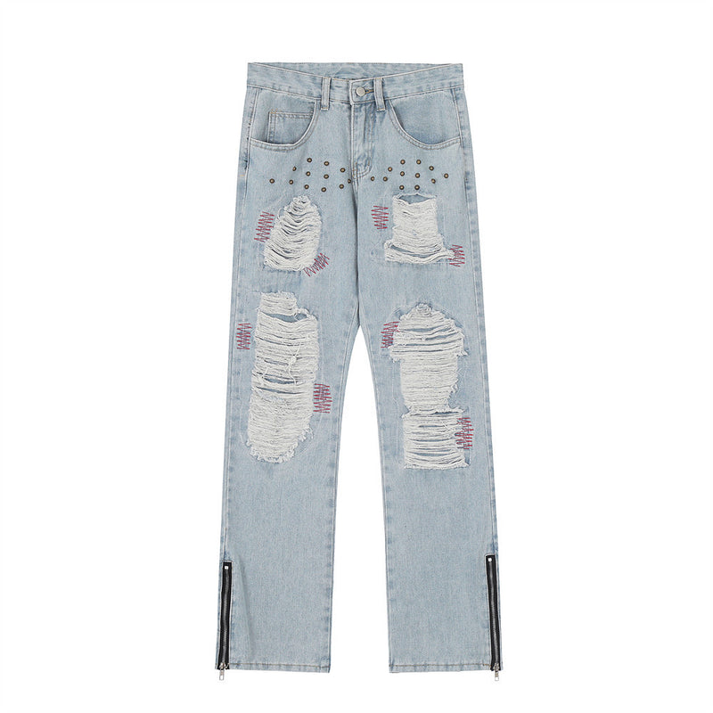 Men Jeans Make Old Ripped Hip Hop Punk Loose All-Match