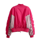 Women Cotton Coat Stitching Baggy Casual Jacket