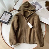 Women Hoodie Polar Fleece Simple Solid Color