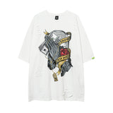 Men T-Shirt Ripped Retro Loose
