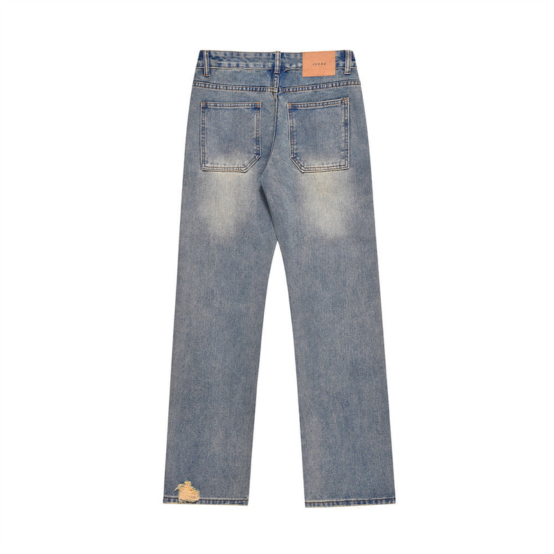Men Jeans Retro Tattered Jeans Loose All-Match