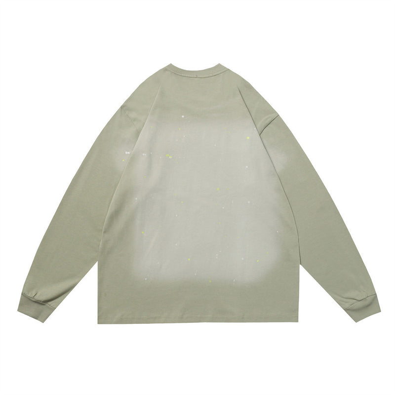 Men Long Sleeve T-Shirt Inkjet Letter Printing Cotton Loose