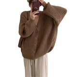 Women Knitted Cardigan Loose Thick Slimming Knitted Sweater