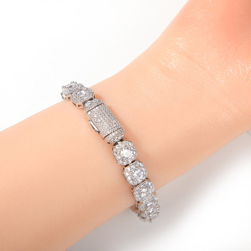 Bracelet Hip Hop 9mm Square Rock Sugar Zircon Bracelet ins Spectrum St. Valentine's