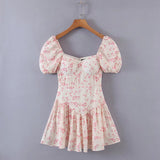 Women Dresses Summer Pastoral Floral with Chest Pad Temperament Dress