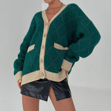 Women Work Business Casual Sweaters Knitwear V-neck Loose Cardigan Sweater