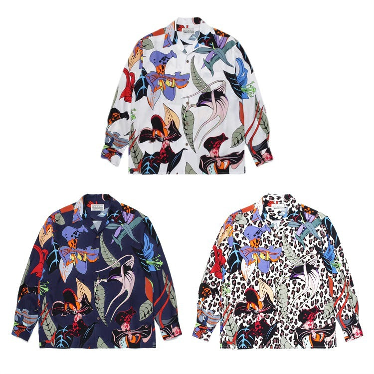 GUILTYPARTIES TIGER Shirts 21AW SKA JACKET Leopard print flower picture long-sleeved shirt
