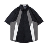 Short Sleeve Shirt Color Matching Casual College Style