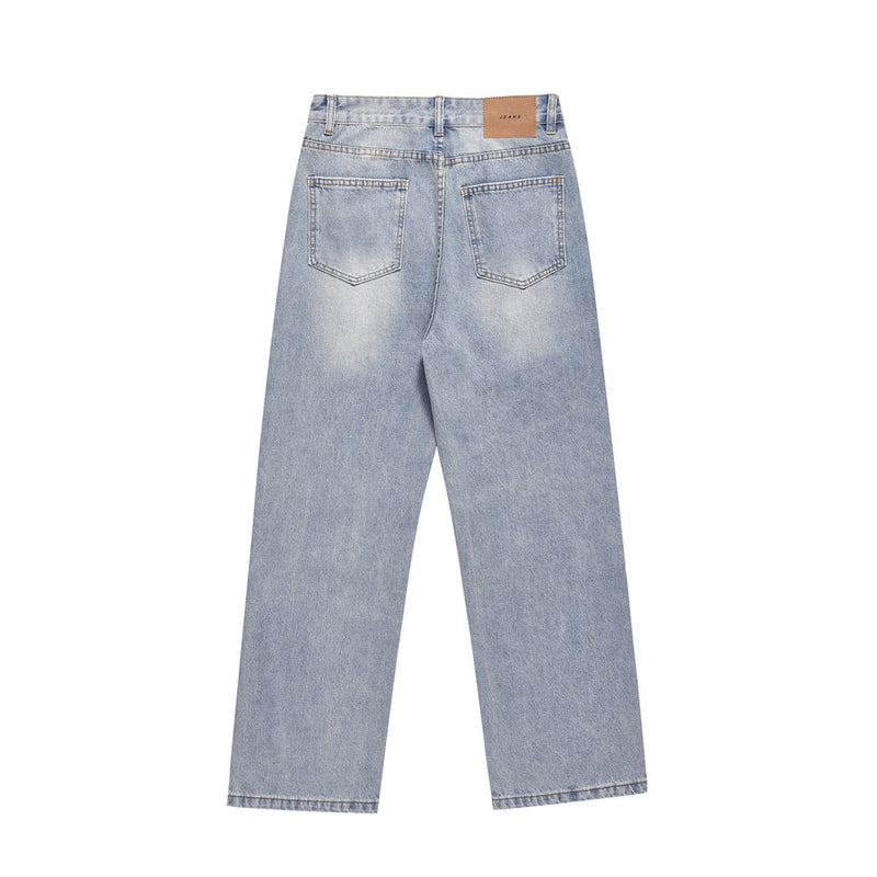 Men Jeans Bright White Pocket Stitching