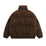 Men Cotton Padded Jacket Coat with Letters Embroidered Cotton Jacket Men's Winter Long Sleeve Cotton Coat Puffer Jacket Coat
