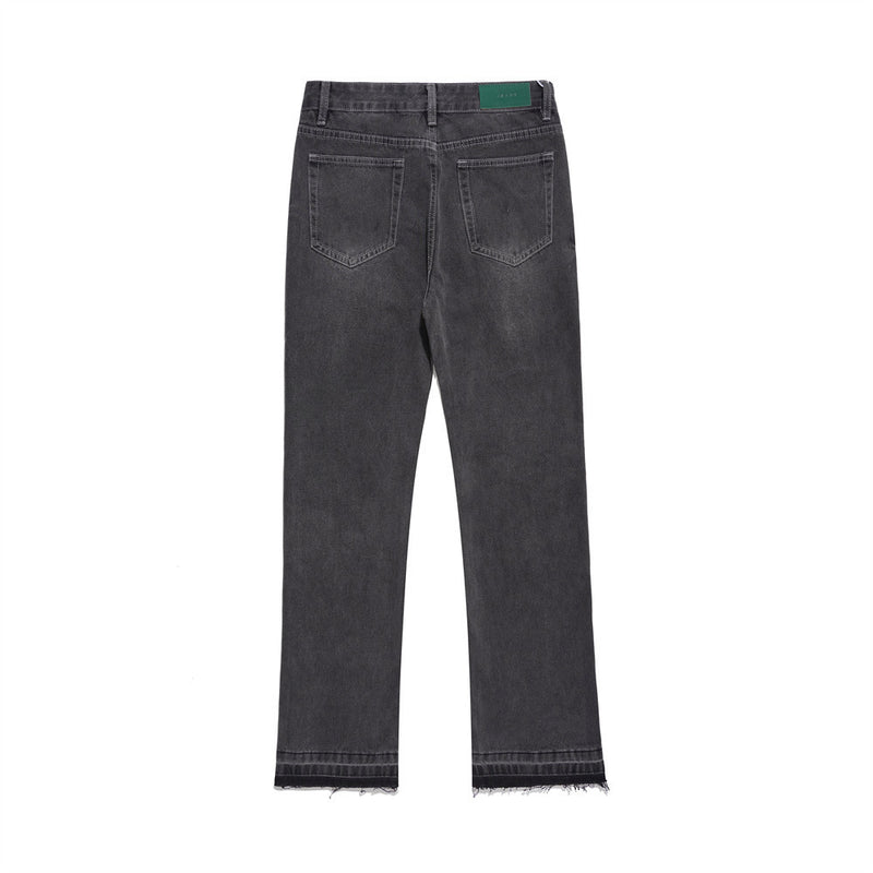 Men Jeans Vintage Baggy Pants-Foot Frayed Edges