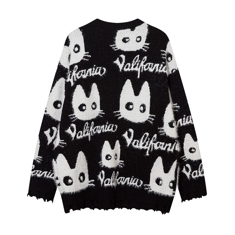 Women Sweater Cartoon Jacquard Knitted Idle Style