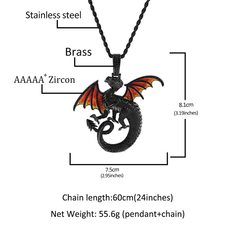 Jewelry Hip Hop Domineering Dragon Pendant Necklace ins Animal Far East Spectrum