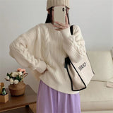 Women Pullover Sweater Retro Gentle Temperament Knitted Thickening