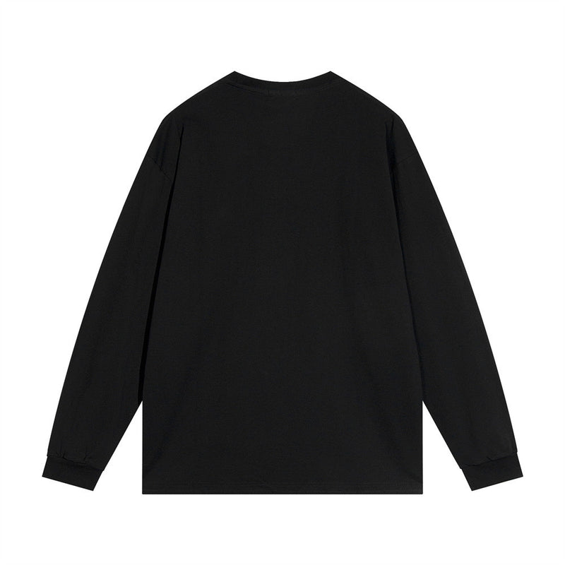 Men Long Sleeve T-Shirt Flowers Printed Bottoming Shirt Loose