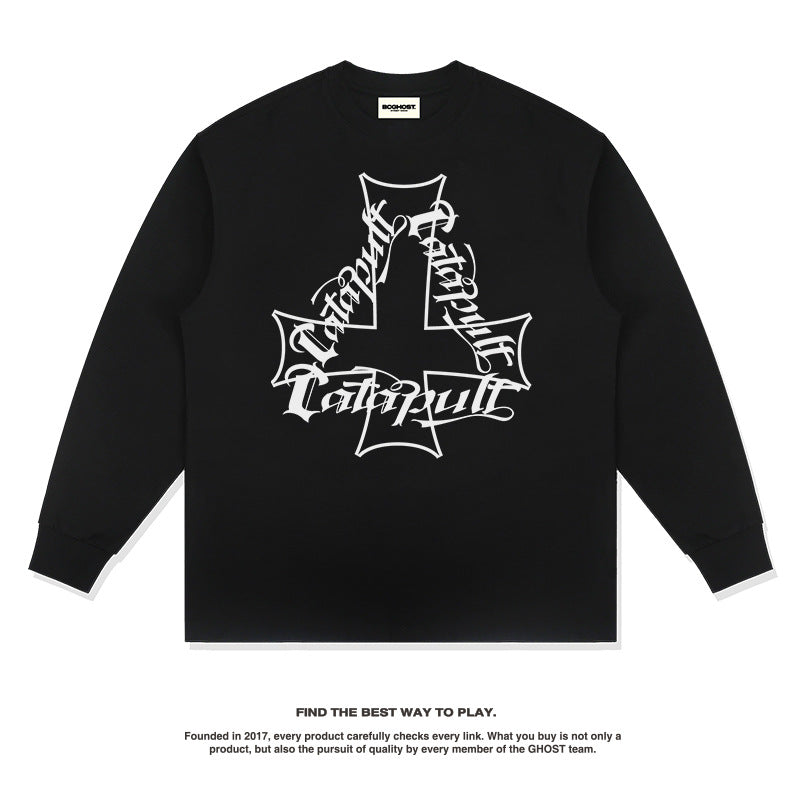 Unisex Long Sleeve Shirt Long Sleeve T-Shirt Loose Crew Neck