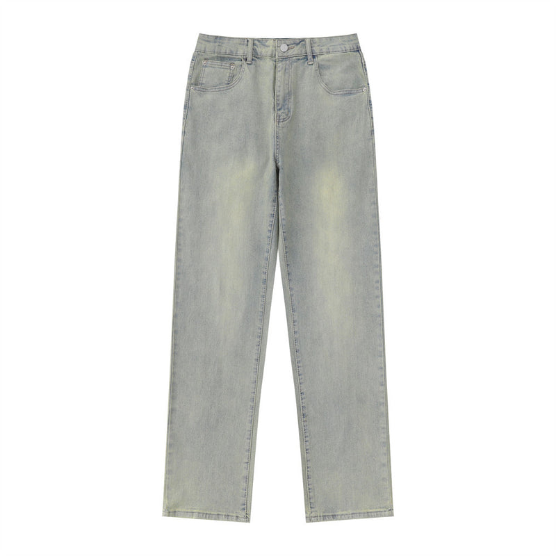 Men Jeans Distressed Faded Loose Retro Casual