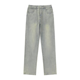 Men Jeans Distressed Faded Loose Retro Casual