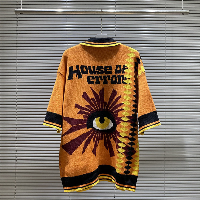 House Of Errors T-Shirt Eye of Truth Jersey Style Half Sleeve T-Shirt Polo Neck Knitted Sweater